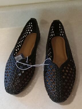 Black Woven Slip-On Flats